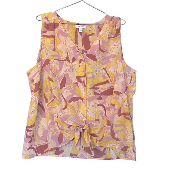 Nine West floral sleeveless front tie blouse size XXL - Picture 2 of 7